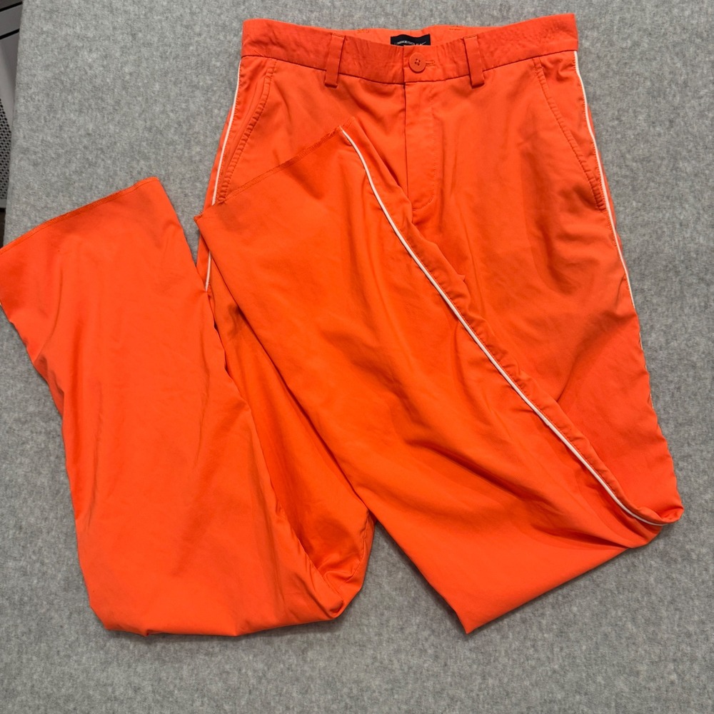 Nike Golf Mens Orange White Side Stripe Performance Pants 29 Flaw